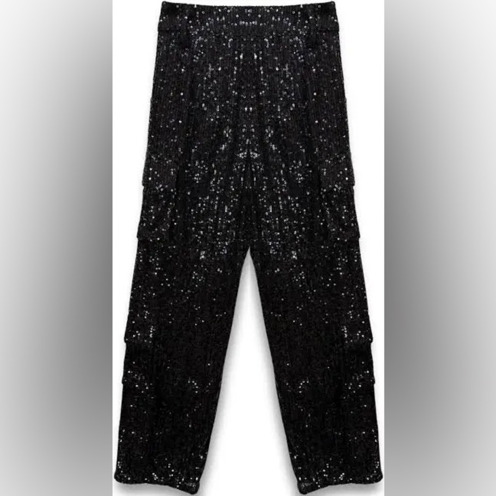 New. - Katie J NYC JUNIOR LEVI FULL SEQUIN CARGO PANT